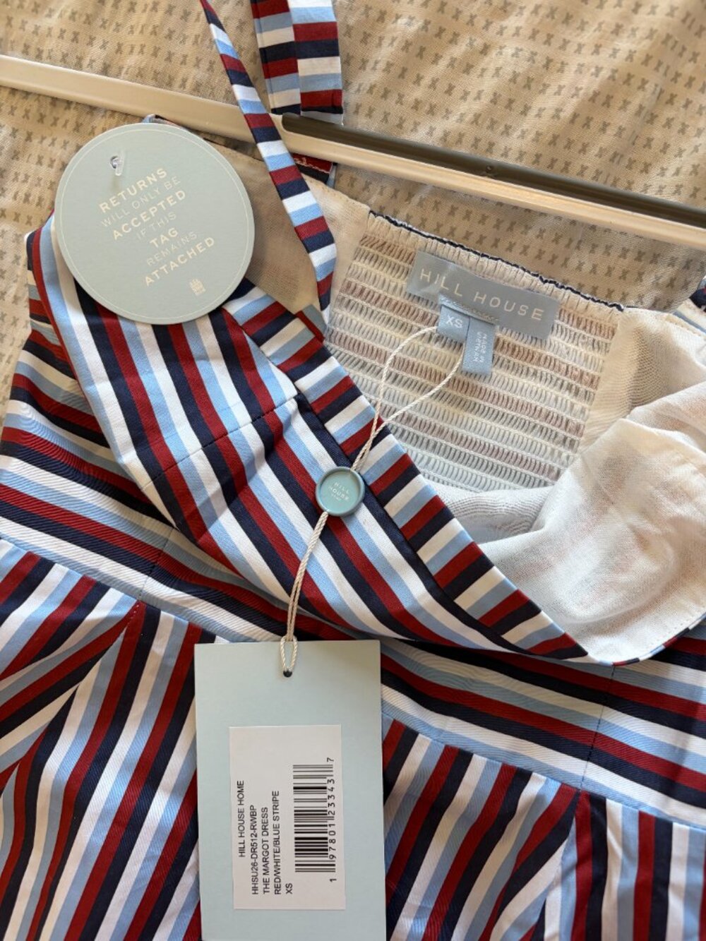 Hill House The Margot Dress in Red/White/Blue Stripe size XS - Picture 4 of 5
